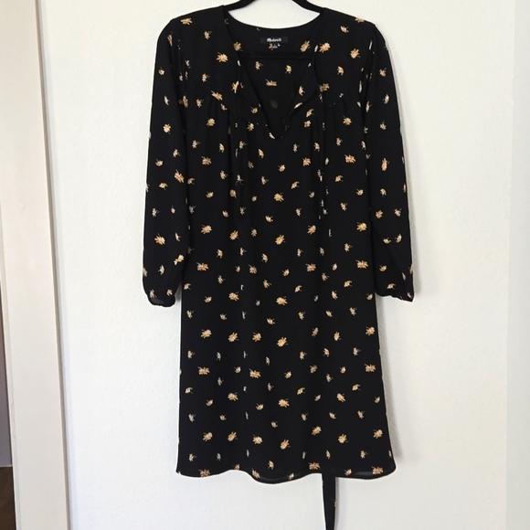 Madewell Petite Tie-Waist Mini Dress in French Daisies Cottagecore Summer Modest - Picture 2 of 9